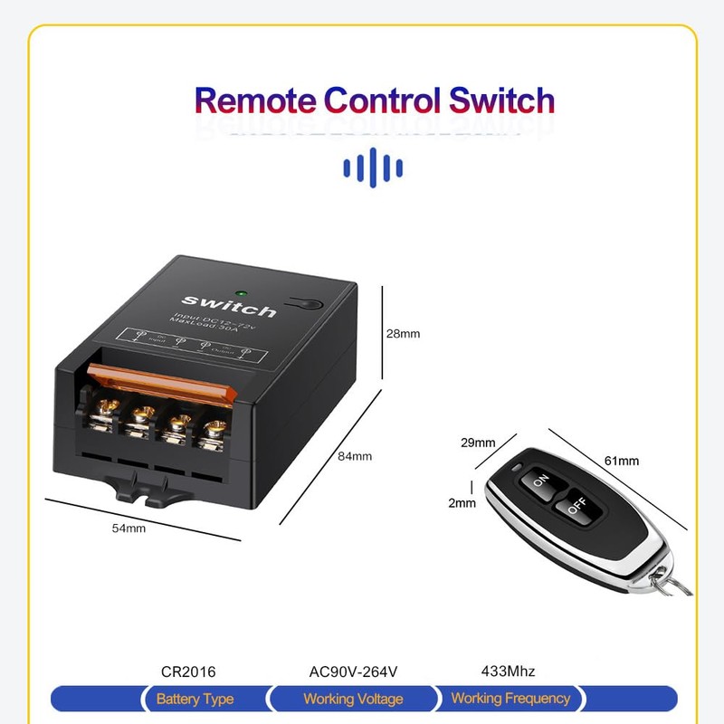 SRDKG 12V Remote Switch with 30A Relay, 12 Volt Wireless