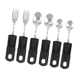 SHOWERORO 2 Sets Adaptive Utensils for Elderly Shaking Cutlery with Ergonomic Handles Comfortable Forks Spoons for Seniors Disabled Adults and Rehabilitation Use