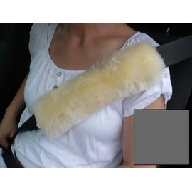 Sheepskin Seat Belt Strap Covers color anthracite grey