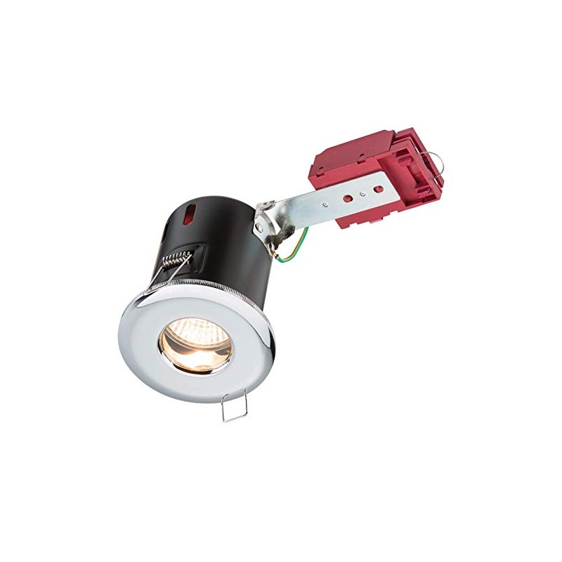 KNIGHTSBRIDGE 230V IP65 GU10 IC Fire-Rated Shower Downlight Chrome, Metal
