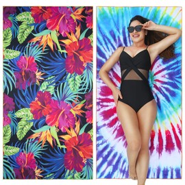 Winthome Beach Towel Quick-Drying Microfibre Beach Towel Lightweight Beach Towel Large Sand-Free Versatile for Women Men Travel Holiday Swimming Camping Sauna Yoga with Bag (180 x 90 cm, 2 Pack)