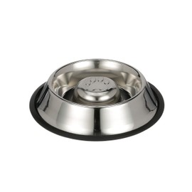 Neater Pet Brands Stainless Steel Slow Feed Bowl - Non-Tip & Non-Skid - Stops Dog Food Gulping, Bloat, Indigestion, and Rapid Eating (Large, 3 Cups)