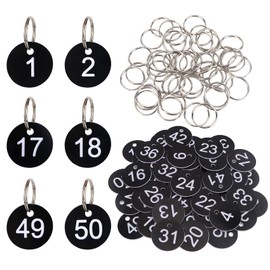 Numbers Tags 1-20, Dedoot 20 Pack 35mm Round Numbered Tags Plastic Small Key Tags 20 Numbered Keychains for Dormitory Keys House Lockers -Black