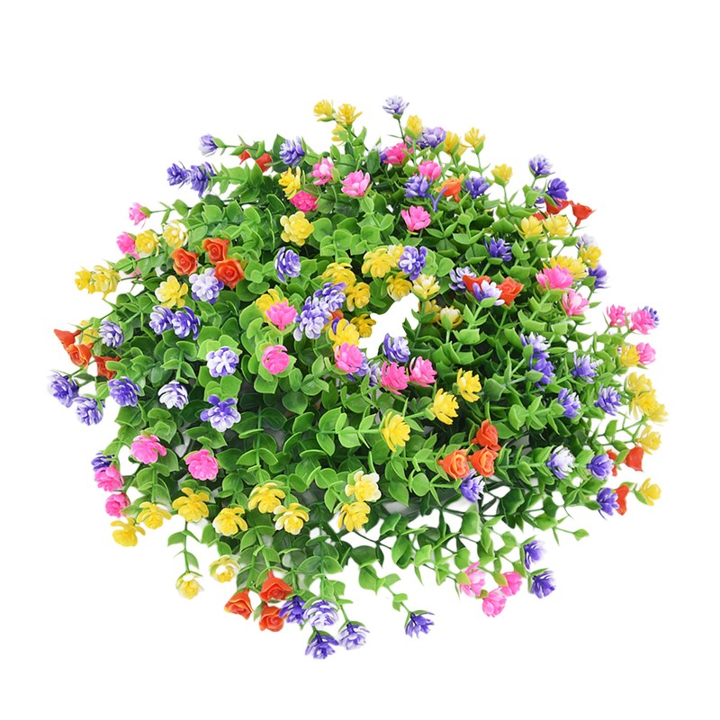 Flower Wreath Spring Babysbreath Faux Round Flower Wreath for Living