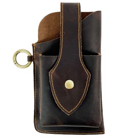 XIAOLI Leather Phone Holster for Men Women, Handmade Cell Phone Pouch with Belt Loop, Dark Brown