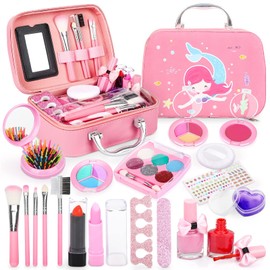 Makeup Set, Toy, Girls, 6, 7, 8, 9, 10, 11, 12 Years Old, Gift, Cosmetics Set, Pretend Play, Dresser, Compact Makeup Set, Girls, 19 Pieces, Dresser, Kids, Pretend Play, Birthday, Christmas, Gift, Storage Box Included