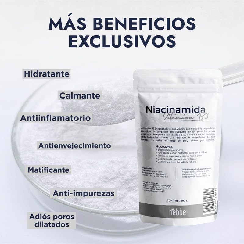 Hebbe - Niacinamida Pura para Rejuvenecimiento y Cuidado de la