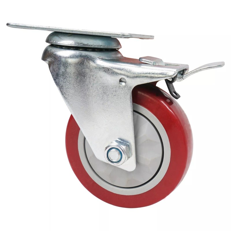 Sound Town 4 Pack 4” Swivel Wheels with Red Polyurethane