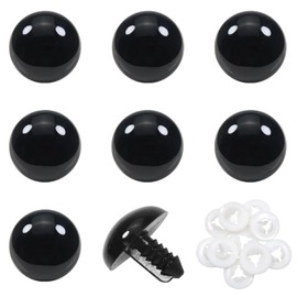 TOAOB 8pcs 24mm Large Safety Eyes for Amigurumis Black Plastic Crafts Doll Eye with Washers for DIY Crochet Stuffed Animals Bear Doll Making Supplies