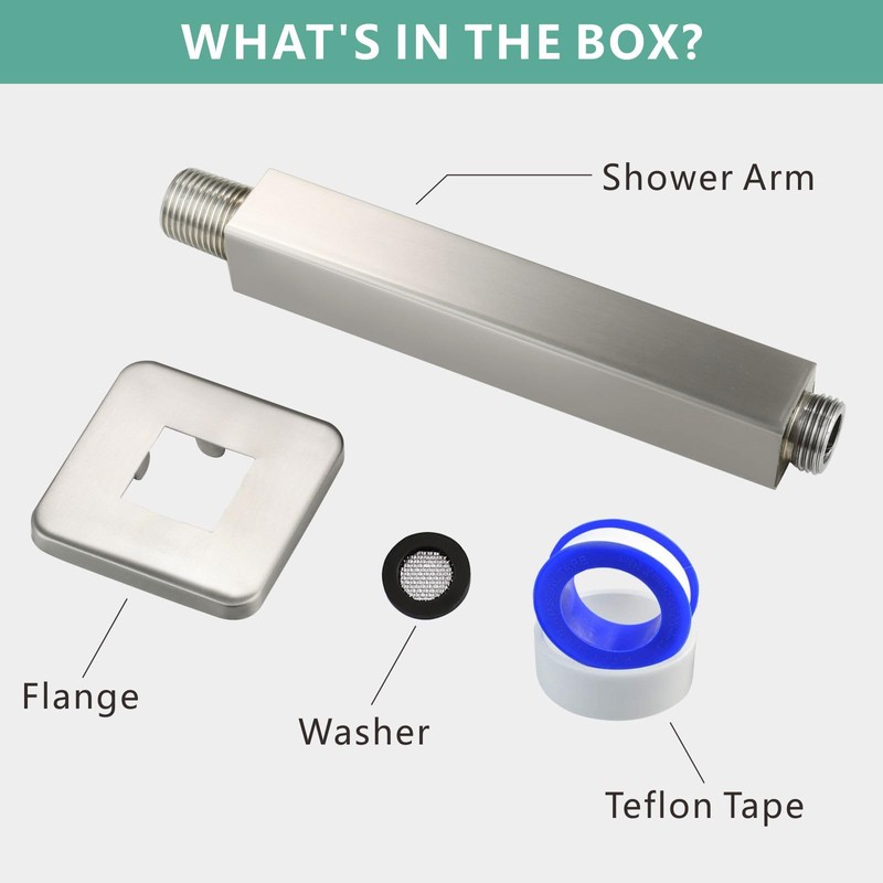 Voolan Shower Arm with Flange, Ceiling Mounted Fixed Shower Pipe,