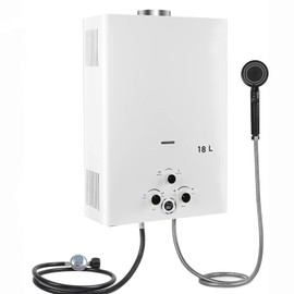 18L Hot Water Heater, LPG Propane Gas Water Heater, On Demand Instant Boiler Over-pressure Protection with Digital Display For Camping, RV, Cabin, Barn