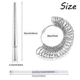HopeNest 3 Ring Sizer Measuring Tool Set,Plastic Ring Mandrel & Metal Ring Sizer Finger Gauges, US Size European Size Ring Stick for Jewelry Making, Suitable for Women and Man