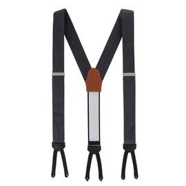 Trafalgar Men's Leyton Diagonal Lined Tone on Tone Silk Formal Braces (Suspenders), Graphite