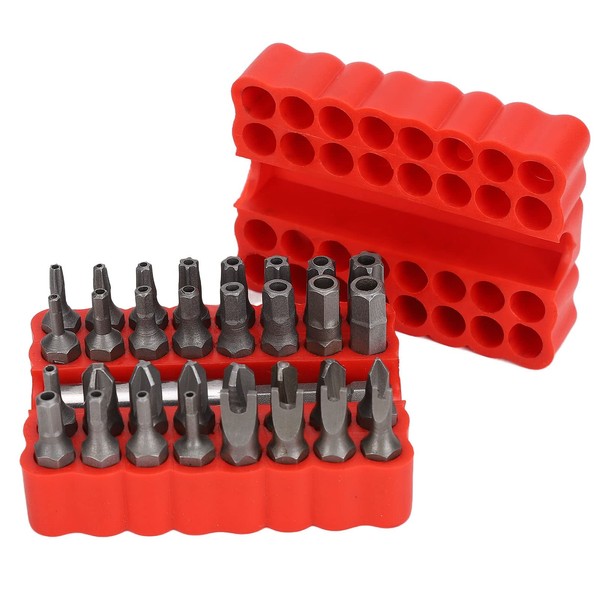 33Pcs Security Screw Hex Bit Set, Chrome Steel, 1/4in Shaft,