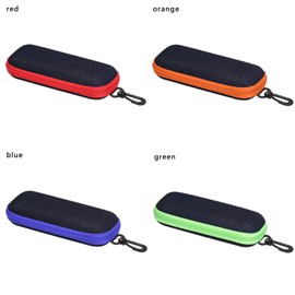 Xusxes Pack of 4 Portable Hard Glasses Case, Portable, Glasses Case, Sunglasses, Soft Glasses Case, Travel Glasses Bag with Zip for Multiple Glasses, Myopic Glasses, Blue, green, orange, red