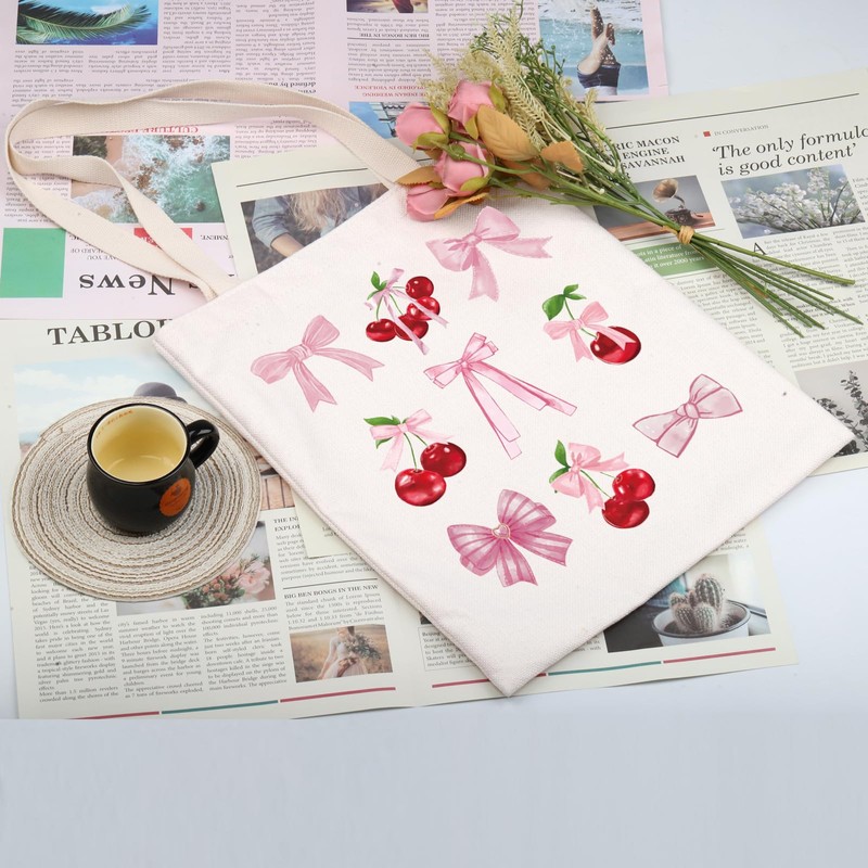 Pyoul Pink Bow Cherry Handbag Gift for Cherry Lovers Aesthetic