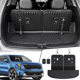 JOULARISE Cargo Mat with Backrest Mats 2-in-1 for 2021-2024 2025 Kia Sorento 6/7 Seats Accessories, All-Weather TPE Interior Protectors Trunk Cargo Liner S LX EX SX(Cargo Mat with Backrest Mats)