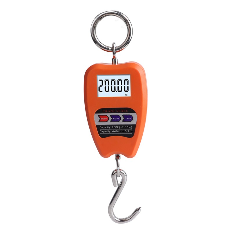 Electronic Hook Scale 200kg Small Orange Wireless Industrial Fishing Scale