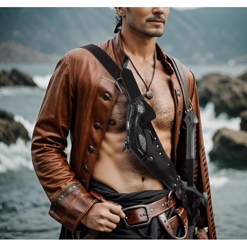 XGOPTS Medieval Leather Shoulder Sword Strap Adjustable Renaissance Sword Holster
