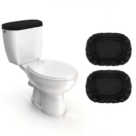Ouligay Toilet Lid Cover Black Toilet Seat Cover Toilet Lid Cover with Elastic Strap Cover Elasticity Toilet Lid Cover and Tank Protection Cover Toilet Seat Cover for Most Toilet Lids