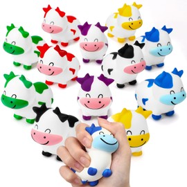 Wettarn 12 Pcs Cows Party Favors Cows Stress Toy Mini Fidget Toy Bulk Cute Farm Animal Party Favors Supplies for Bathtub Beach Pool Mental Stimulation