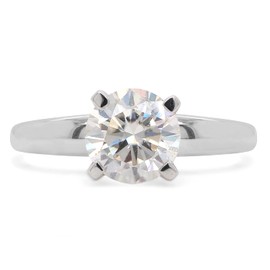3/4 Carat Round Shaped Lab Created Moissanite Diamond Solitaire Engagement Promise Wedding Ring for Womens in 18k White Gold Plated 925 Sterling Silver (0.75 Cttw, G-H/VVS1) Jewelry for Gift Size-11.5