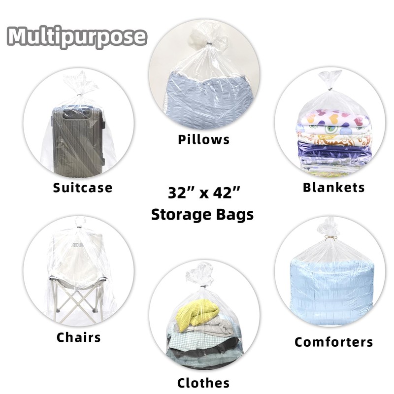 32x42 Inches Large Clear Plastic Storage Bags,Big Gaint Jumbo Huge