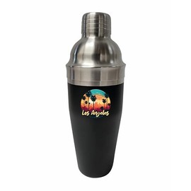 R and R Imports Los Angeles California Design C Souvenir 24 oz Stainless Steel Cocktail Shaker Black Single