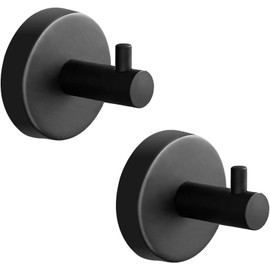 ALTPWJW Towel Hooks for Bathrooms,2 Pack Stainless Steel Door Hooks Screw in Coat Robe Hook(Matte Black)