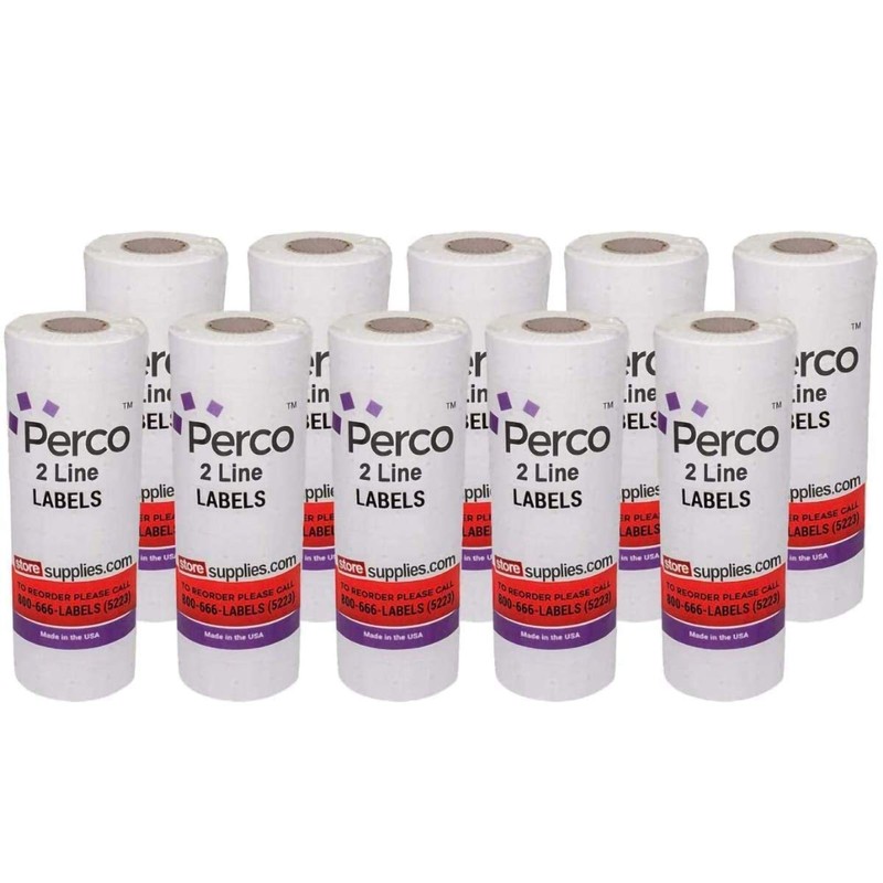Perco 2 Line White Labels - 10 Sleeve, 60,000 Blank