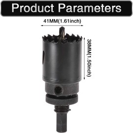 HOHXEN 41 mm HSS Hole Saw, High-Speed Steel HSS M42 Bi-Metal Hole Saw with High Performance Shaft, for Fiberboard, Wood, Plastic, Drywall, Thin Metal, Copper - Black