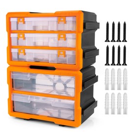 HORUSDY 36-Drawer Durable Screw Organizer, Small Parts Organizer for Hardware, Tools, Screws, Heavy-Duty Wall Cabinet Storage of Beads, Crafts (5 Large Drawers with Dividers for 36 Compartments)