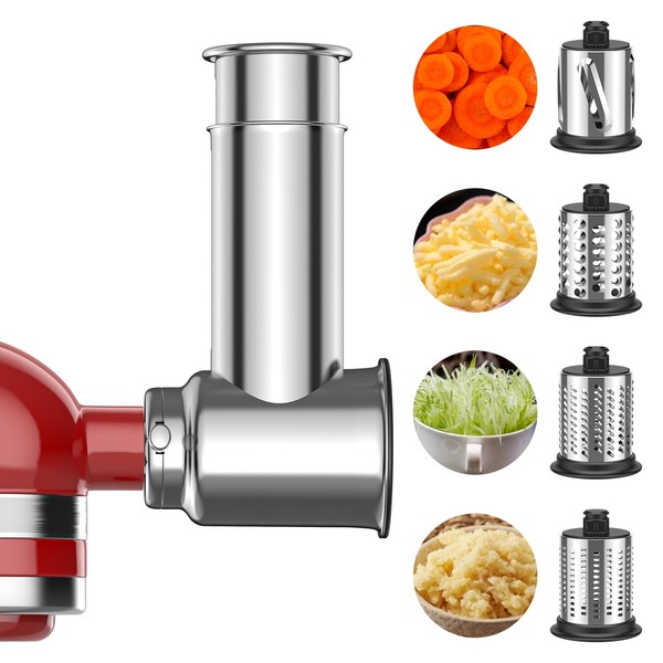 GVODE Stainless Steel Slicer Shredder Attachment for KitchenAid Mixers, Cheese