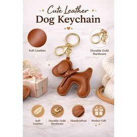 Llavero de Perro en Piel Sintética, ligero y resistente. Diseño Cute, Estilo Trendy, para Coche, Bolso, Mochila y Maleta, Regalo Original