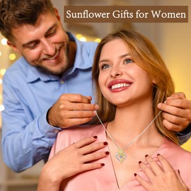 Sunflower Necklaces for Women Wife Birthday Gift Ideas Wedding Anniversary Birthday Gifts Women Mothers Day Gifts Wife Her Sunflower Jewelry Girlfriend Christmas Valentines Day (12-Dec-Blue Topaz)