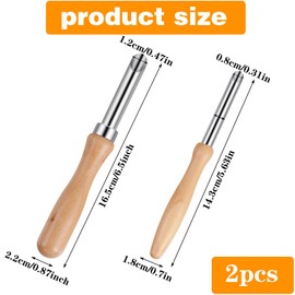2 PCS Straw Puncher for Plastic Lids Lemonade Cups, Straw Hole Puncher, Wood Handle Punching Tool for Lemon Water Lid Deli Containers Milk Tea Lid Drilling 2 Size
