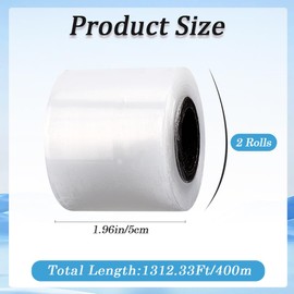 CREATCABIN 2 Rolls Shrink Film Stretch Film 0.05 x 400 m Stretch Film Durable Plastic Shrink Film Shrink Film Roll Durable Stretched for Moving Stretch Film Transparent Cosmetics