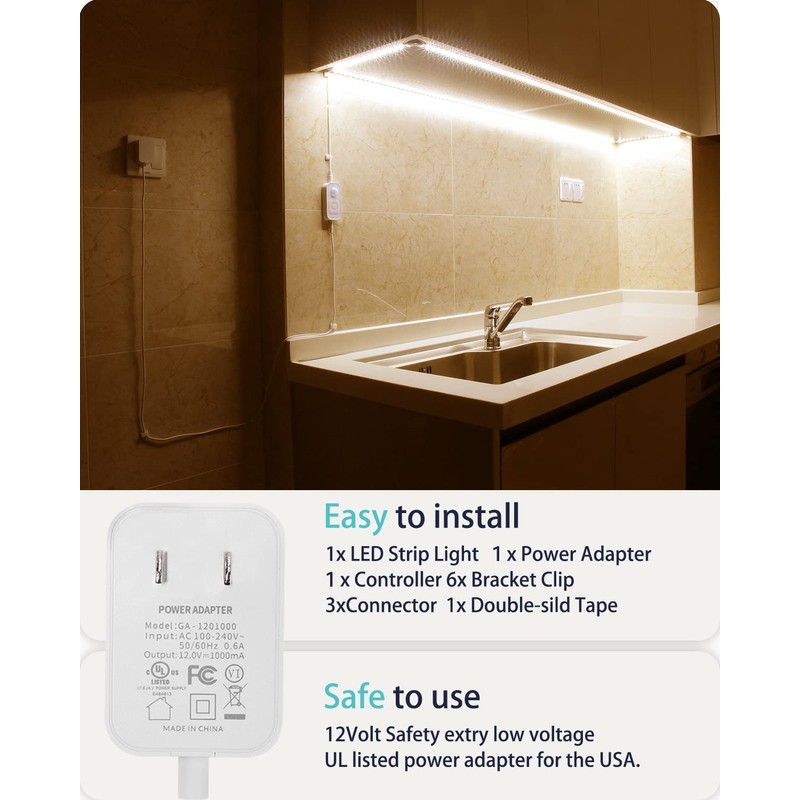 Under Cabinet Lights - Plug-in Motion Sensor LED Strip Lights