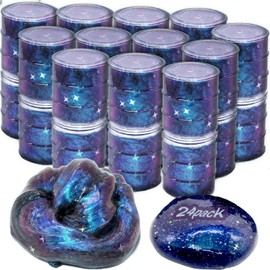 24 Pack Galaxy Star Slime,Party Favor for Kids Girls & Boys,Non Sticky, Stress & Anxiety Relief, Wet, Super Soft Sludge Toy,Creative Toy for Kids and Adults, Easter Egg Filling Stuffers