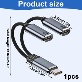 Nouiseuns Type C Splitter, Dual USB C Adapter with PD 100W Fast Charging, USB C Splitter 1 in 2 Out for Audio and Power, Compatible with Phones, Tablets, Laptops – Gray