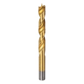 sourcing map Brad Point Drill Bit 12.5mm(31/64") Dia Straight Round Shank Drill Metric Brad Point Spiral Twist Drill Bits for Carpenter Woodworking Plastic Rubber, Golden