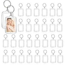braxan 30pcs Photo Keychain, 1.33 * 1.81inch Llaveros Personalizados Insert Keychain Blank Photo Insert Keyring Diy Personalize Favor Gift