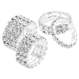 COHEALI Stacked Rhinestone Rings Wedding Bands Set for Couples Bulk Ring Birthday Anniversary Accessory