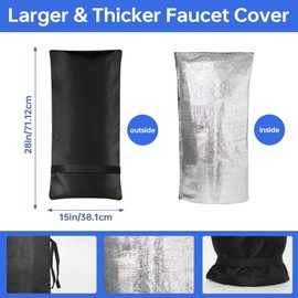 2 Pcs Outdoor Faucet Cover for Winter Freeze Protection, 28" L x 15" W Extended Thicker with Aluminium Foil Insulation Faucet Socks, Hose Bib Spout Protector, Outside Faucet Cover Freeze Protection