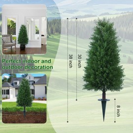 Howngyesimu 3FT Artificial Cedar Topiary Ball Trees with Ground Spike, 2 Pack UV Resistant Artificial Shrubs, Fake Evergreen Artificial Plant Brush for Indoor Outdoor Front Porch Garden