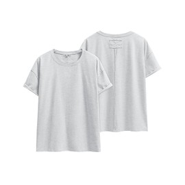 ANRABESS Women's Oversized Casual Loose Fit Short Sleeve Crewneck Summer Trendy Boxy T-Shirts Tops Blouse Light Grey Medium