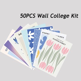 50 Stück Ästhetisches Bild, Blau Wandcollage Kit Ästhetisches Bild für Wandcollage, Collage Print Kit Postkarte für Teenager-Mädchen Room Decor, Ästhetische Postkarte, Zimmer Schlafsaal Foto Display
