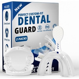 2 Pack Upgraded Night Guards for Teeth Grinding and Clenching, Standard Size, Professional Mouth Guard with Fitting Tray for Adults & Teens, Comfortable Solution for Clenching