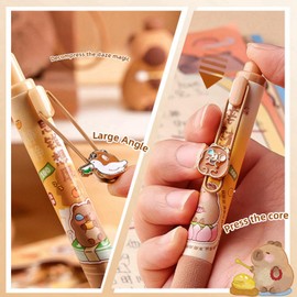5PCS Cute Capybara Gel Pens,Erasable Ballpoint Pen Set,Erasable Pen,Capybara Eras-able Gel Pen,Pe-n Set Retractable,Rub Out Pens,Retrac-table Anti Slip Rub Out Pens S-et,Retrac-table P-en(Black)