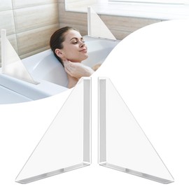 AHANDMAKER 2Pcs Shower Splash Guards, Triangle Acrylic Baffles Waterproof Self-Adhesive Shower Corner Guards Bath Tub Splash Guards to Keep Water in Shower, Used for Bathtubs, Washbasins and Sinks